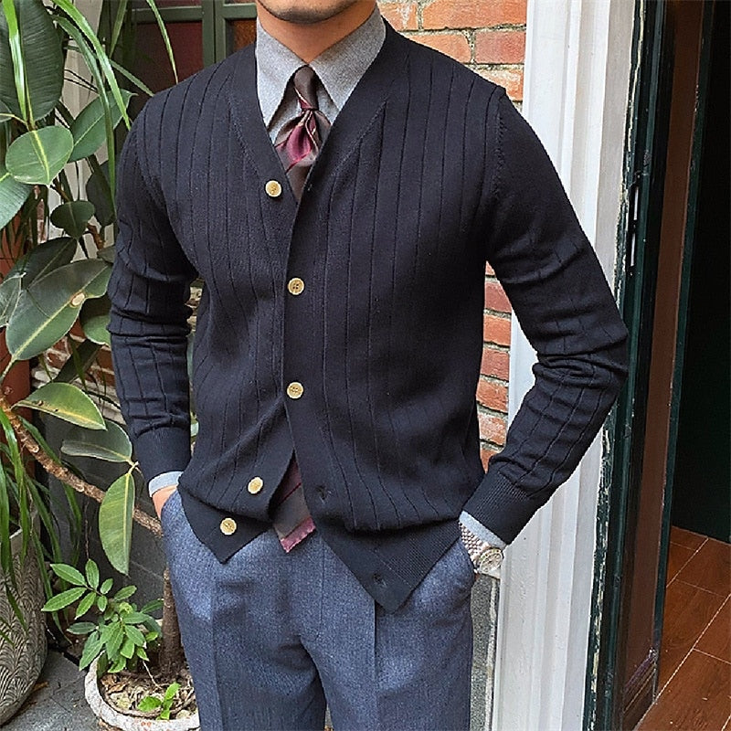 Edvald | Herre Strikjakke V-Udskæring Cardigan - Light Blue - Image 2