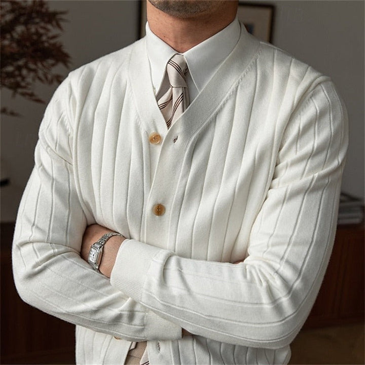 Edvald | Herre Strikjakke V-Udskæring Cardigan - Light Blue - Image 4