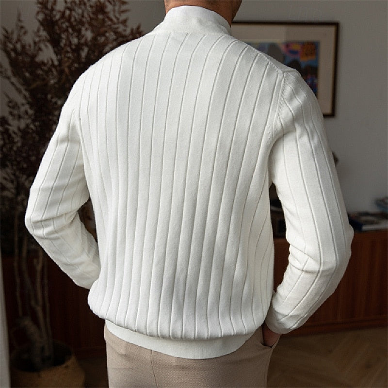 Edvald | Herre Strikjakke V-Udskæring Cardigan - Light Blue - Image 5