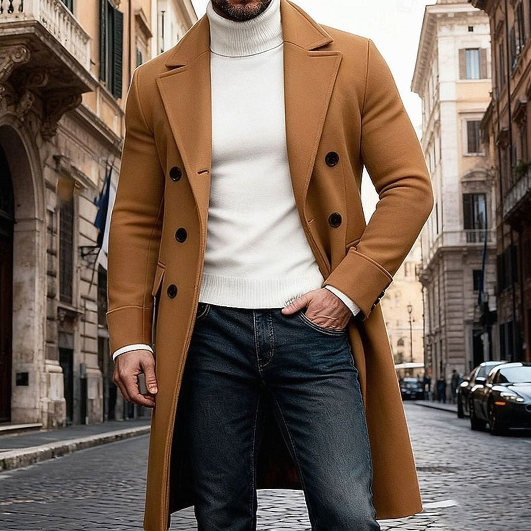 Edvin | Herre Vinterfrakke Lang Dobbeltknappet Overcoat - Image 1