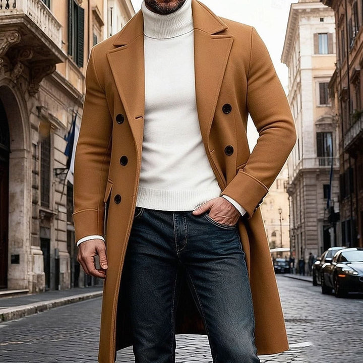 Edvin | Herre Vinterfrakke Lang Dobbeltknappet Overcoat - Image 1