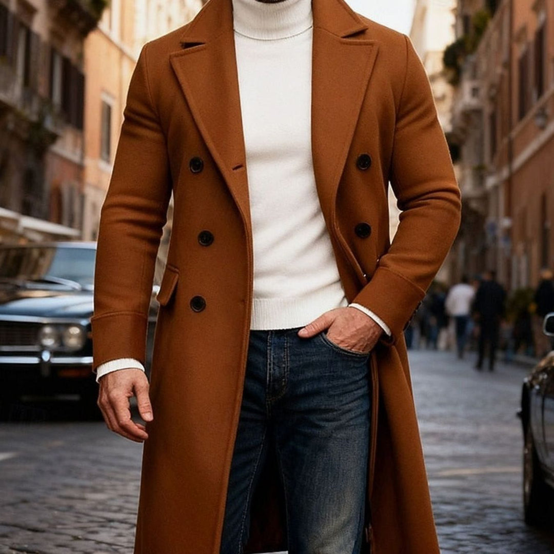 Edvin | Herre Vinterfrakke Lang Dobbeltknappet Overcoat - Image 11