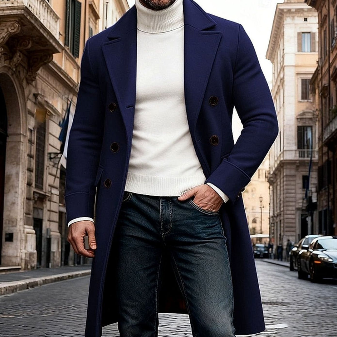 Edvin | Herre Vinterfrakke Lang Dobbeltknappet Overcoat - Image 14