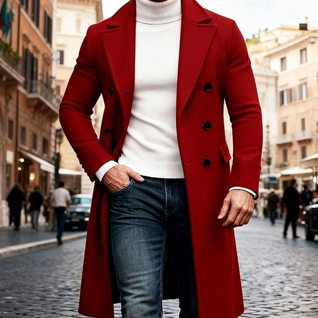 Edvin | Herre Vinterfrakke Lang Dobbeltknappet Overcoat - Image 15