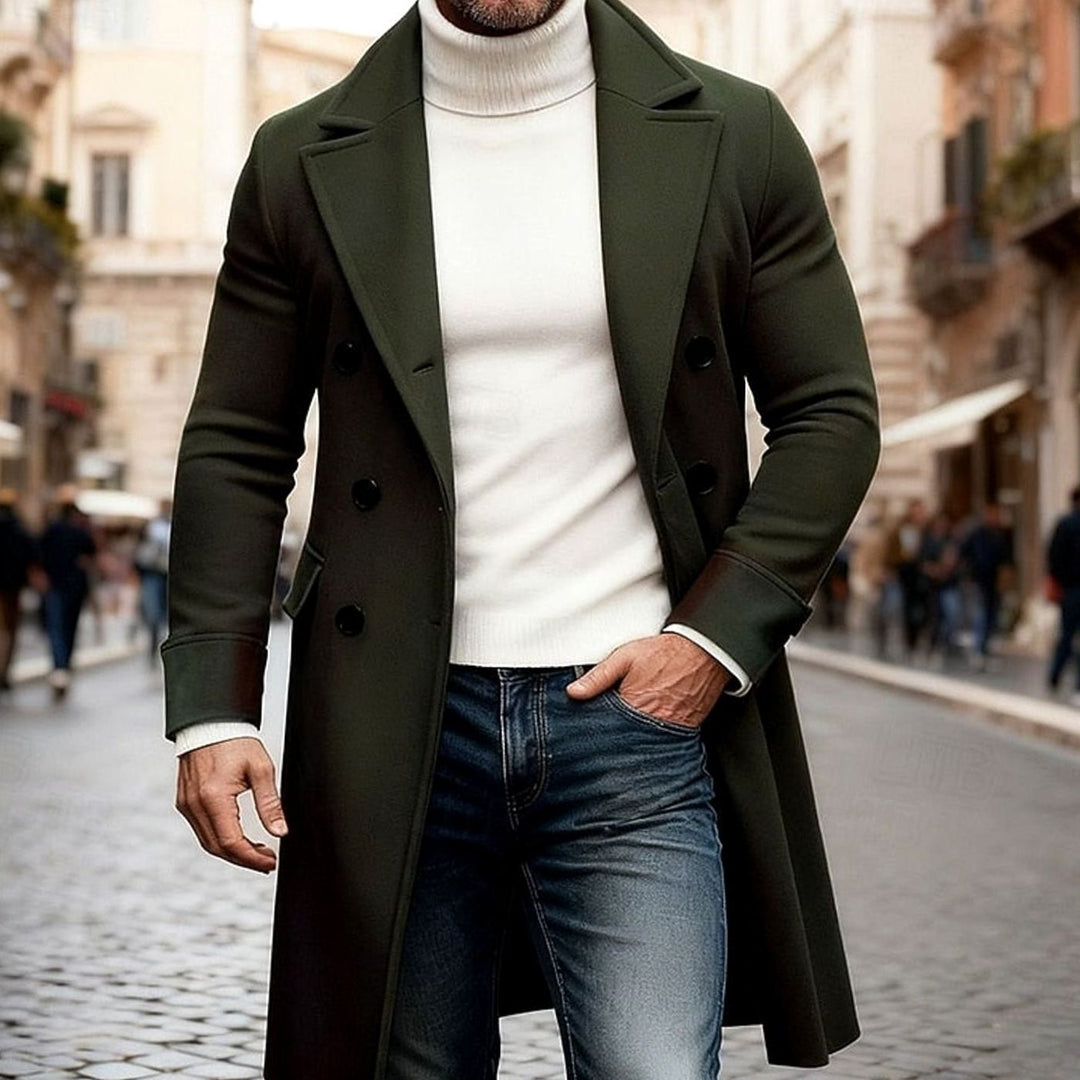 Edvin | Herre Vinterfrakke Lang Dobbeltknappet Overcoat - Image 2