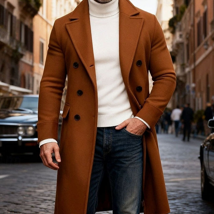 Edvin | Herre Vinterfrakke Lang Dobbeltknappet Overcoat - Image 3