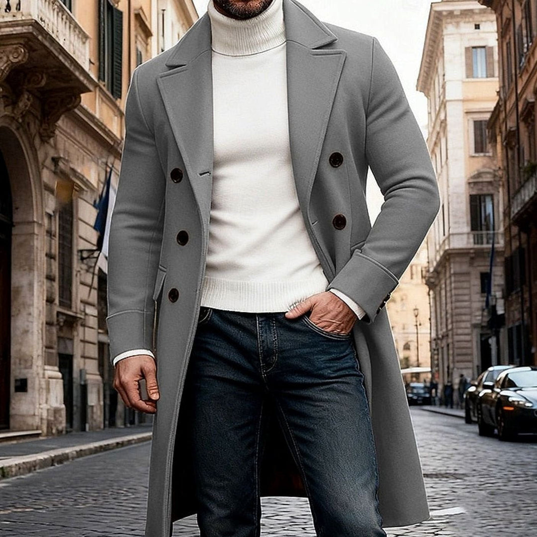 Edvin | Herre Vinterfrakke Lang Dobbeltknappet Overcoat - Image 4