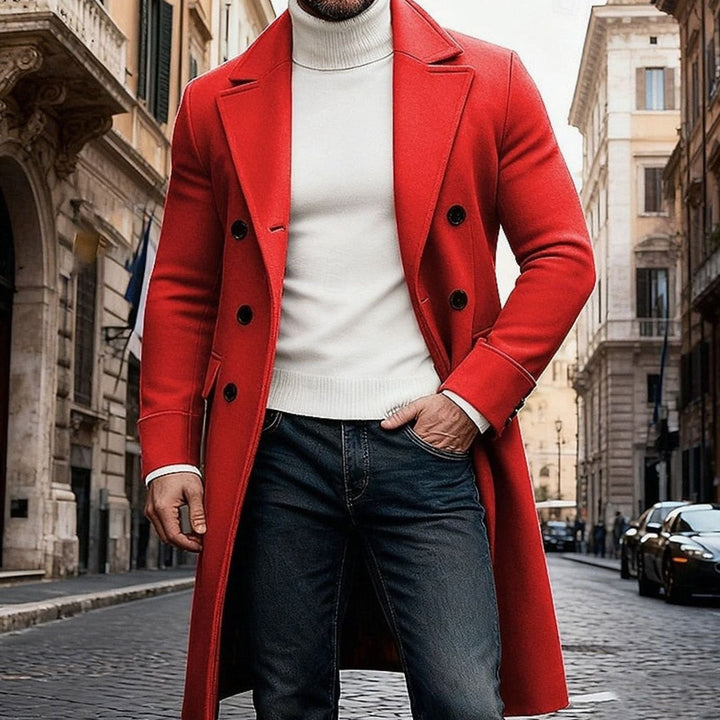 Edvin | Herre Vinterfrakke Lang Dobbeltknappet Overcoat - Image 5
