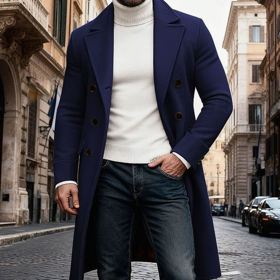 Edvin | Herre Vinterfrakke Lang Dobbeltknappet Overcoat - Image 6