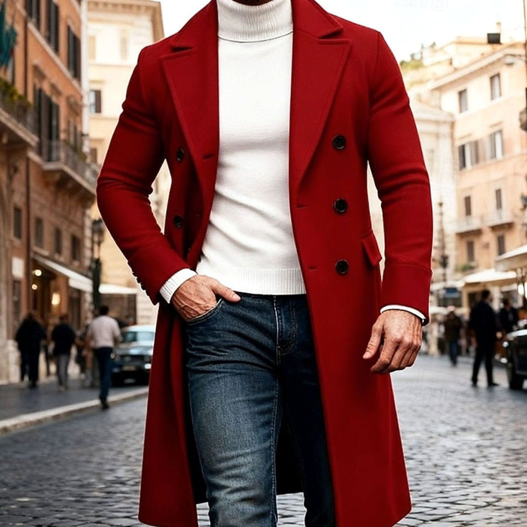 Edvin | Herre Vinterfrakke Lang Dobbeltknappet Overcoat - Image 7
