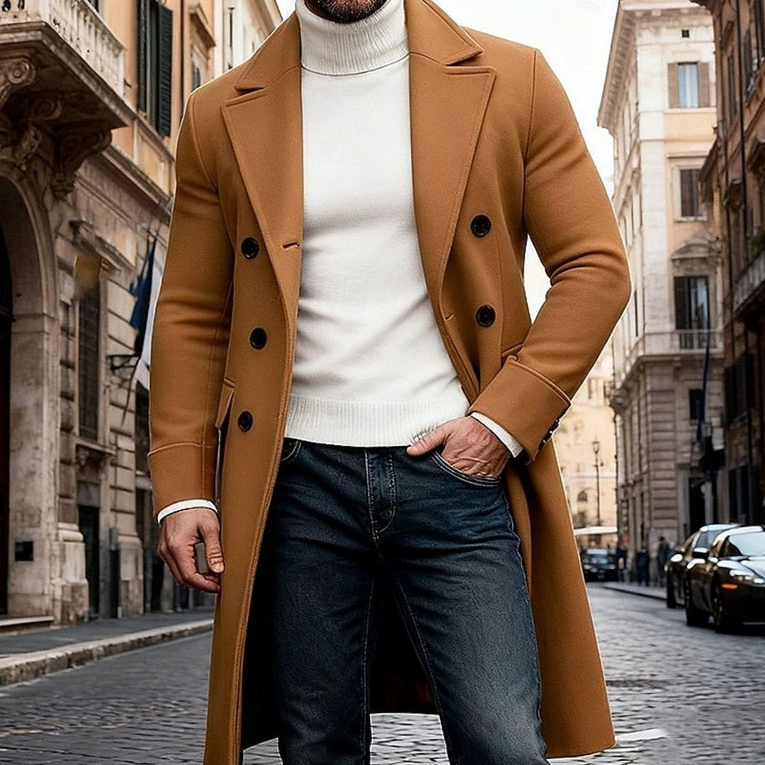 Edvin | Herre Vinterfrakke Lang Dobbeltknappet Overcoat - Image 9