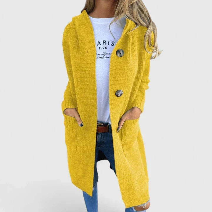 Eldborg | Dame Strikket Cardigan Med Hætte - Beige - Image 4