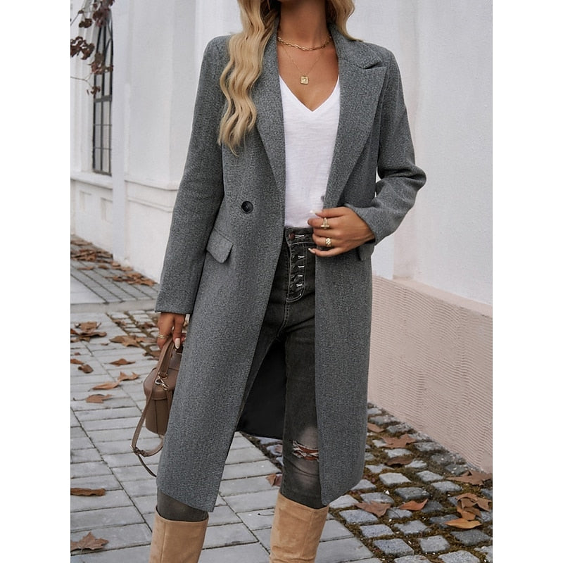 Eldrid | Dame Lang Frakke Efterår Vinter - Dark Grey - Image 1
