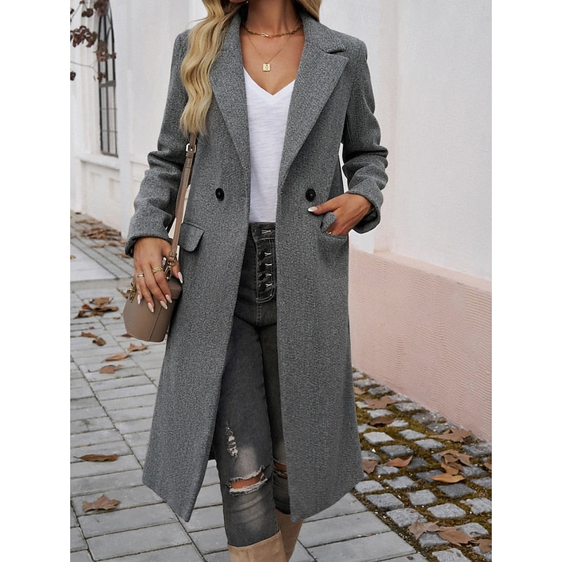 Eldrid | Dame Lang Frakke Efterår Vinter - Dark Grey - Image 2