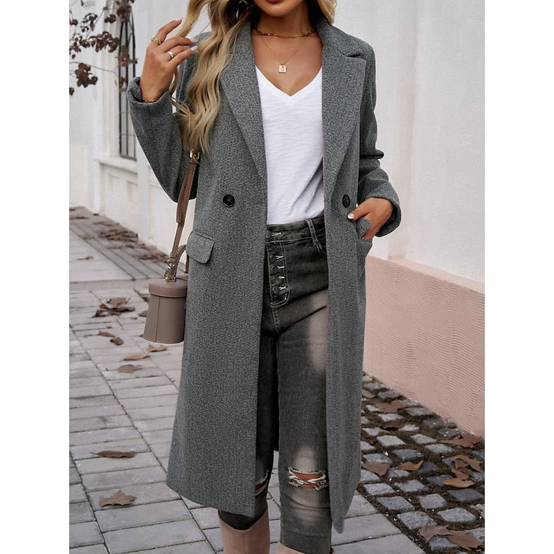 Eldrid | Dame Lang Frakke Efterår Vinter - Dark Grey - Image 3