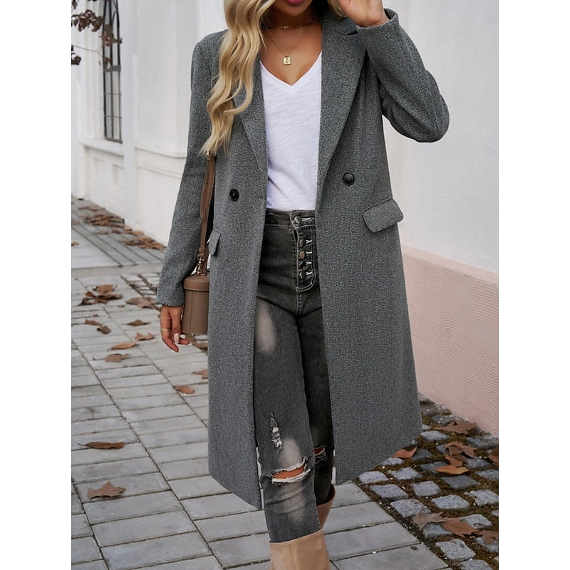 Eldrid | Dame Lang Frakke Efterår Vinter - Dark Grey - Image 4