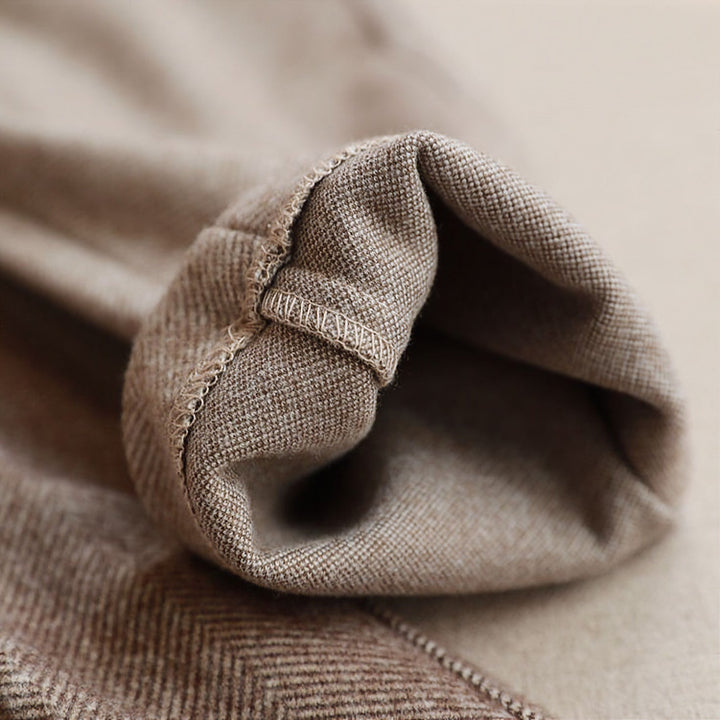 Eldvine | Dame bukser fiskebenmønster højtaljede - Beige - Image 6