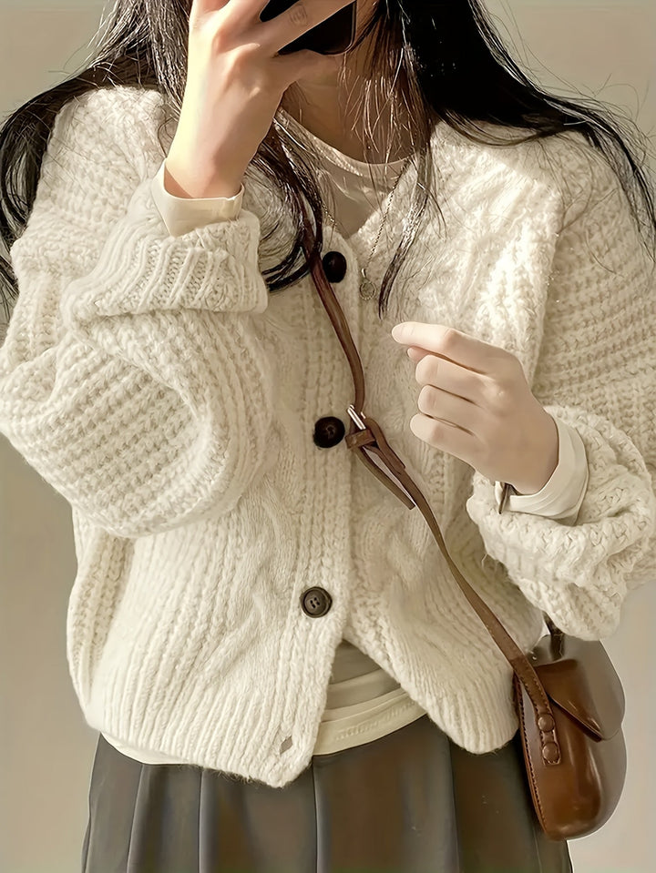 Eldvine | Dame Oversized Strikket Cardigan - Cream - Image 5