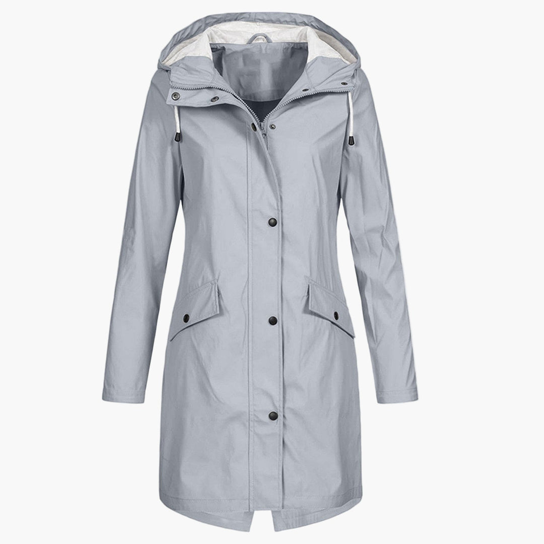 Eldvona | Dame Lang Regnjakke Med Hætte - Navy - Image 3