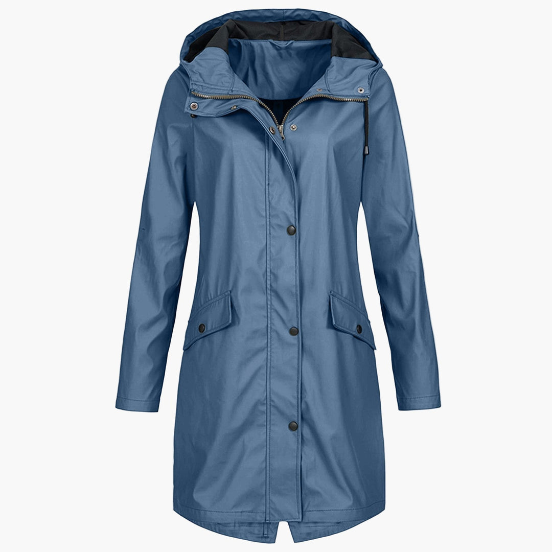Eldvona | Dame Lang Regnjakke Med Hætte - Navy - Image 6
