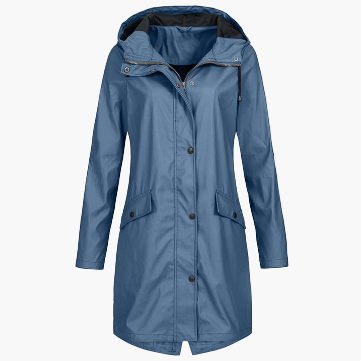Eldvona | Dame Lang Regnjakke Med Hætte - Navy - Image 6