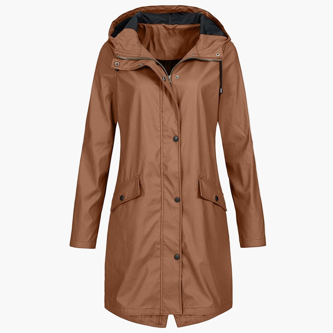 Eldvona | Dame Lang Regnjakke Med Hætte - Navy - Image 7