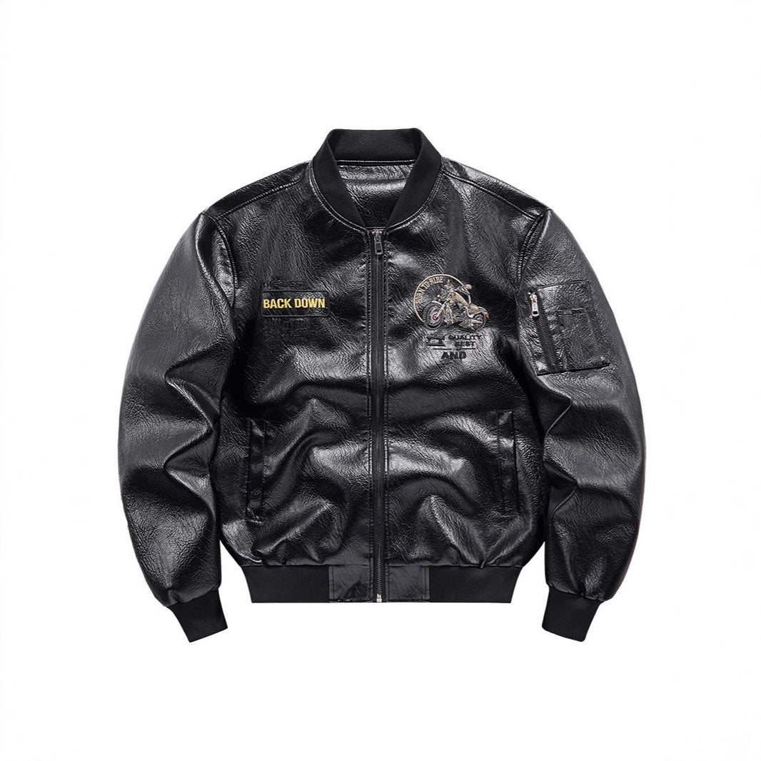 Eldvorn | Herre Fleecejakke Læder Bomberjacke - Black - Image 3