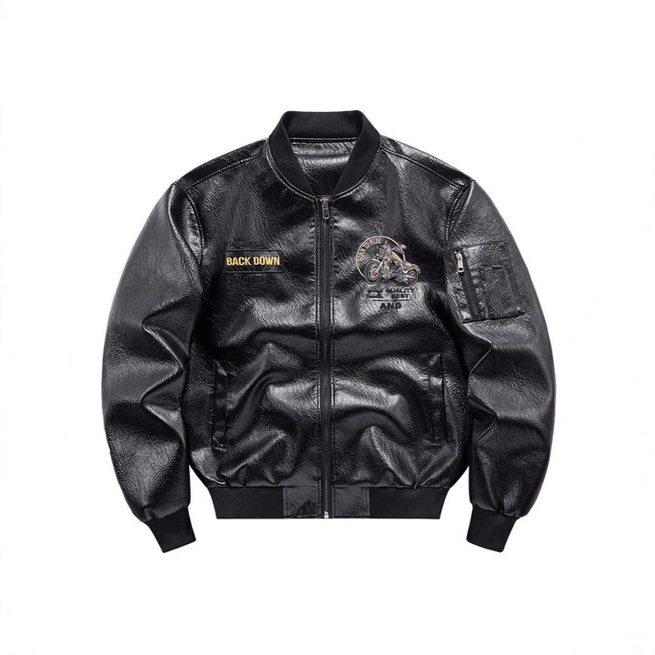 Eldvorn | Herre Fleecejakke Læder Bomberjacke - Black - Image 3