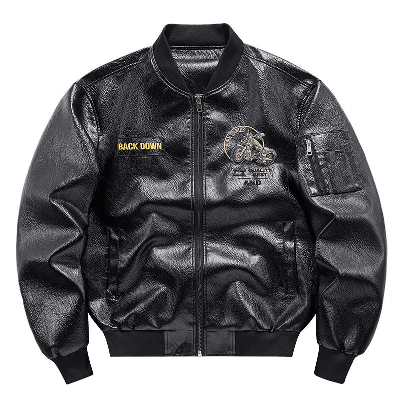 Eldvorn | Herre Fleecejakke Læder Bomberjacke - Black - Image 8