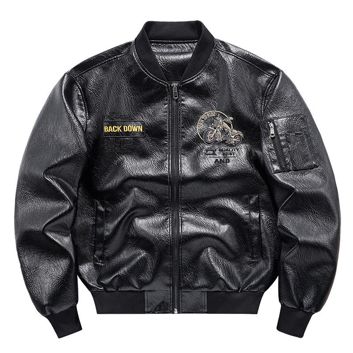 Eldvorn | Herre Fleecejakke Læder Bomberjacke - Black - Image 8