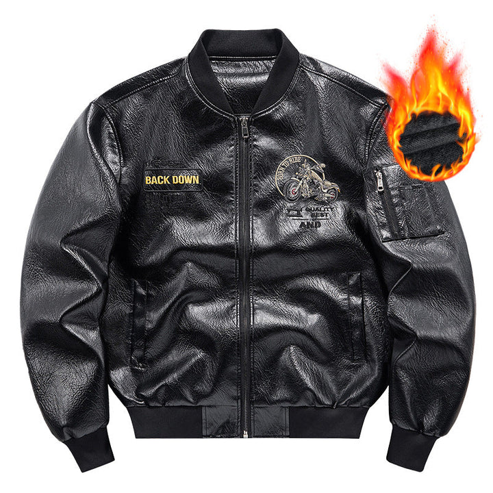 Eldvorn | Herre Fleecejakke Læder Bomberjacke - Black - Image 9
