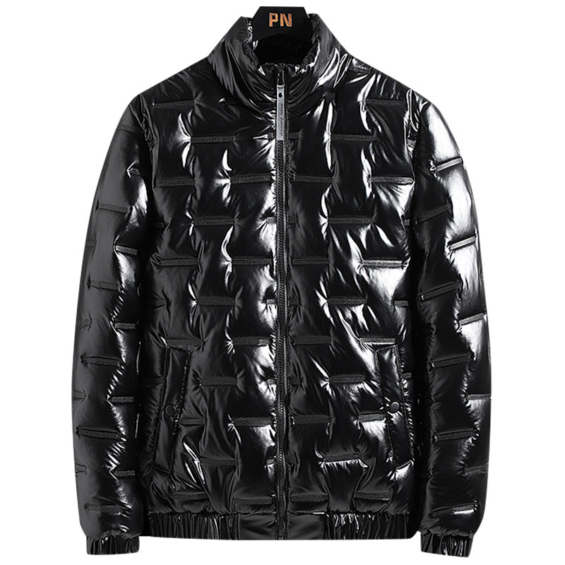 Evald | Herre vinterjakke quiltet metallic - Black - Image 1