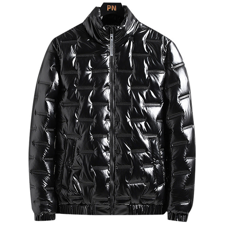 Evald | Herre vinterjakke quiltet metallic - Black - Image 1