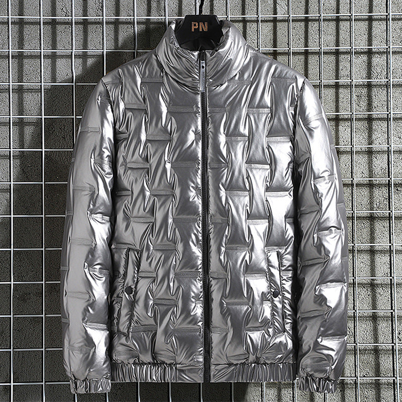 Evald | Herre vinterjakke quiltet metallic - Black - Image 2