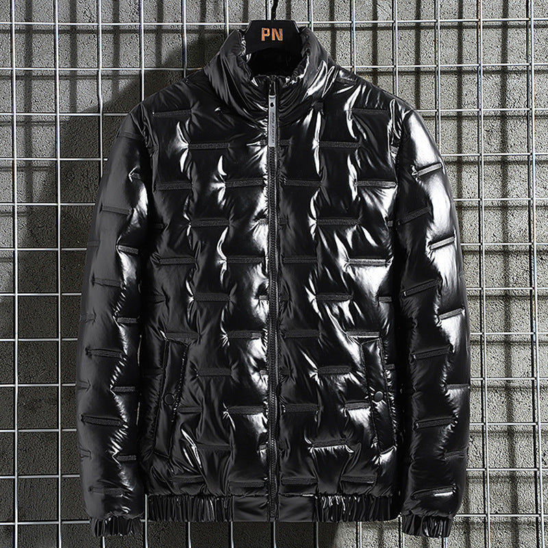 Evald | Herre vinterjakke quiltet metallic - Black - Image 3