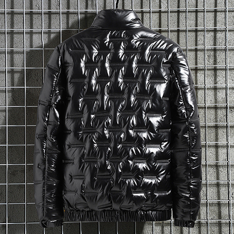 Evald | Herre vinterjakke quiltet metallic - Black - Image 4
