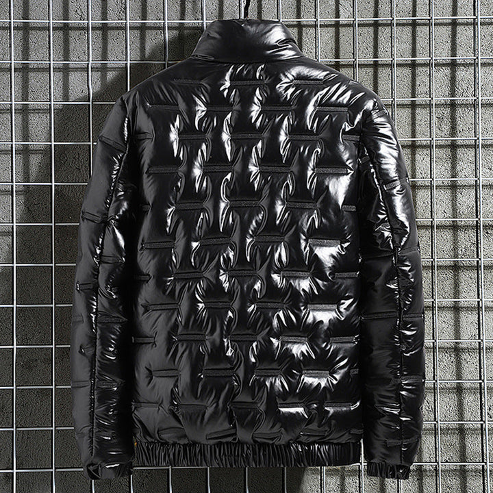 Evald | Herre vinterjakke quiltet metallic - Black - Image 4