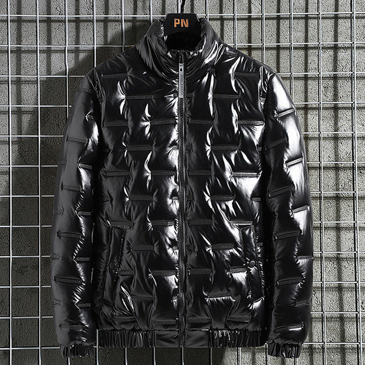 Evald | Herre vinterjakke quiltet metallic - Black - Image 6