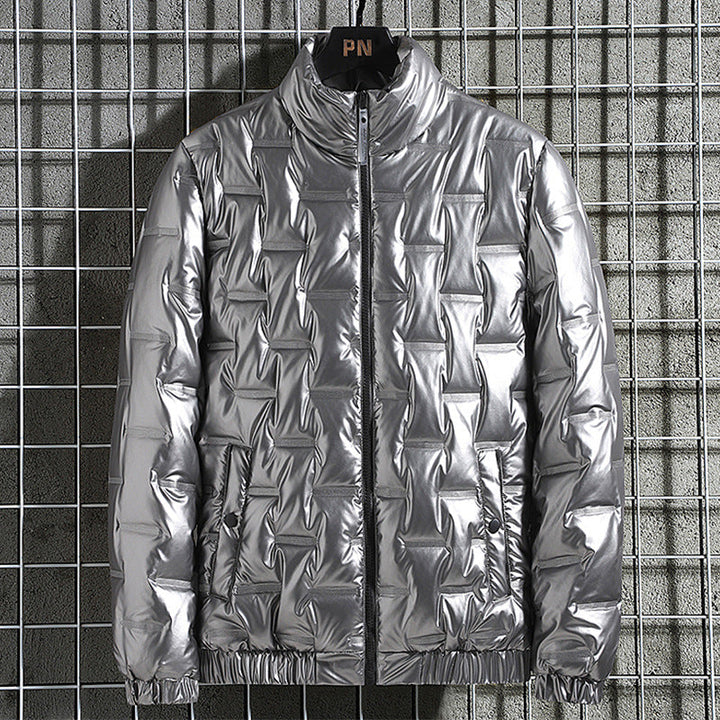 Evald | Herre vinterjakke quiltet metallic - Black - Image 7