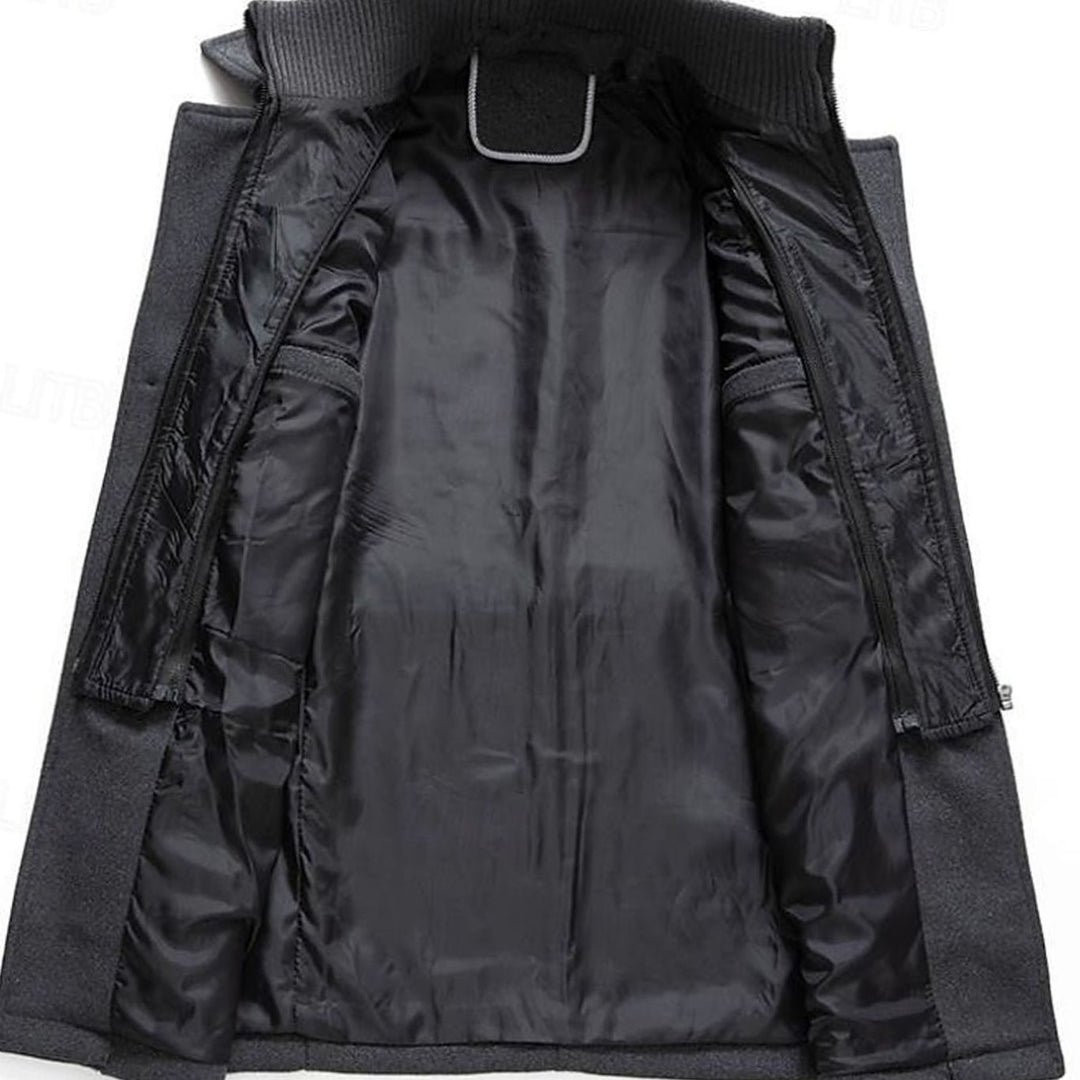 Evander | Herre Dobbeltknappet Vinterfrakke - Dark Grey - Image 3