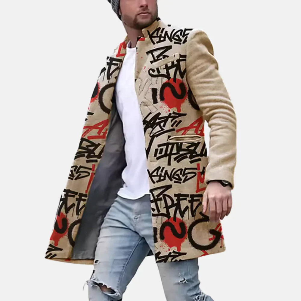 Evander | Herre frakke med print – casual langfrakke - Image 2