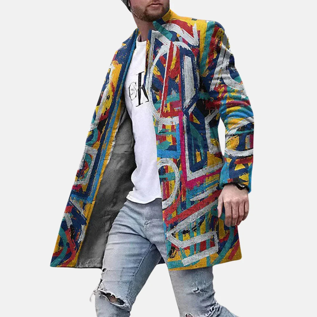 Evander | Herre frakke med print – casual langfrakke - Image 3