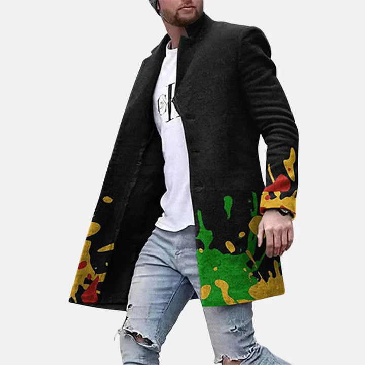 Evander | Herre frakke med print – casual langfrakke - Image 4