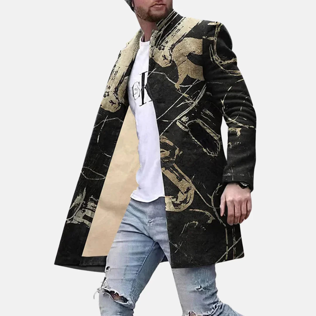 Evander | Herre frakke med print – casual langfrakke - Image 6
