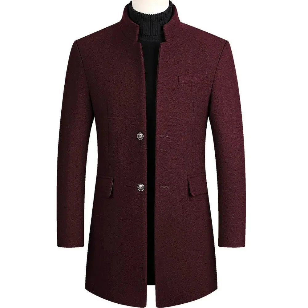 Evander | Herre Uldfrakke Slim Fit Vinterfrakke - Burgundy - Image 1