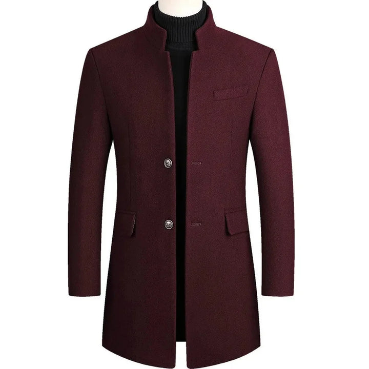 Evander | Herre Uldfrakke Slim Fit Vinterfrakke - Burgundy - Image 1