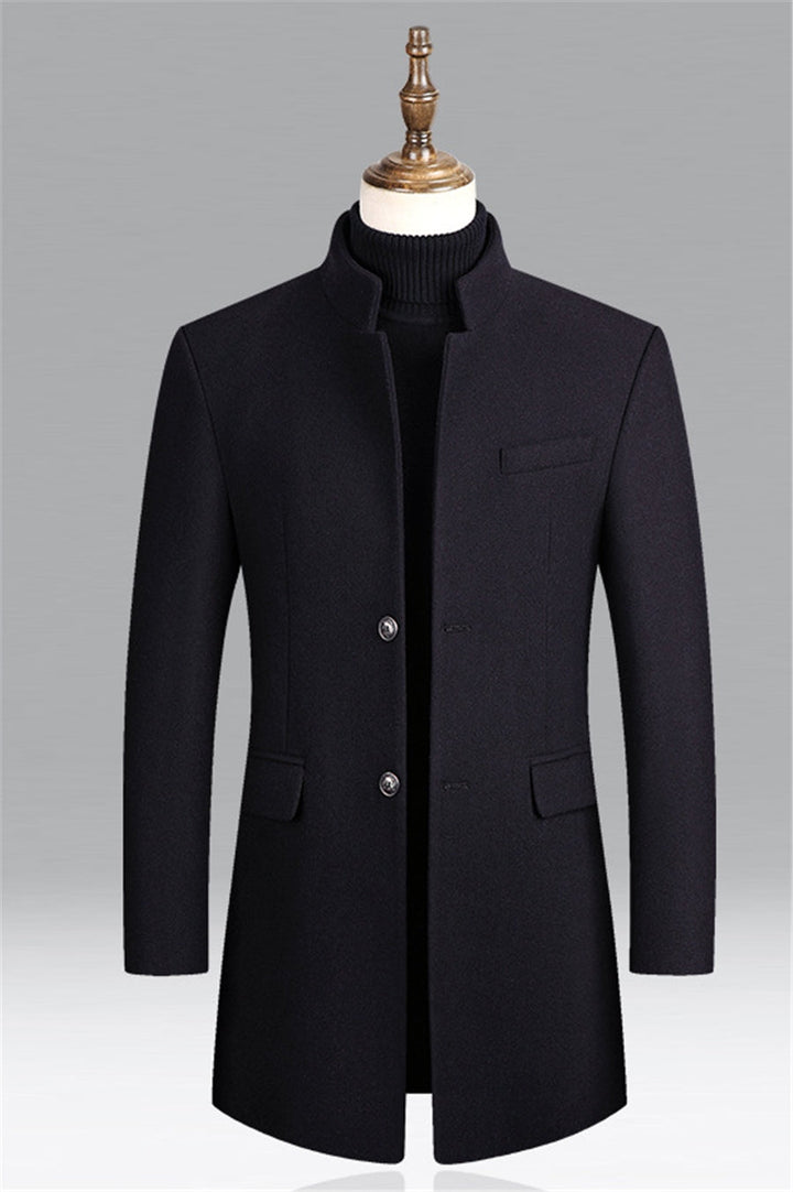 Evander | Herre Uldfrakke Slim Fit Vinterfrakke - Burgundy - Image 3