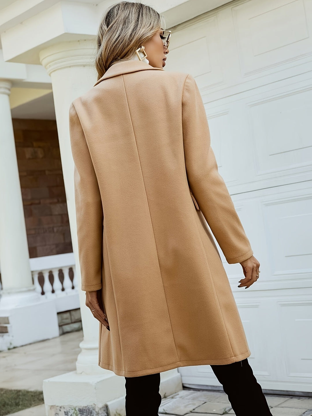Evelyne | Dame Dobbeltknappet Frakke Kamel - Camel - Image 3