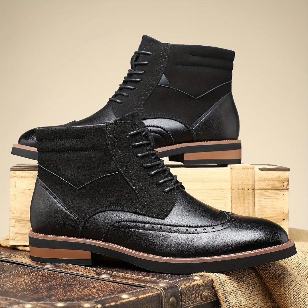 Falvind | Herre Snørestøvletter Brogue Ankelstøvle - Black - Image 1