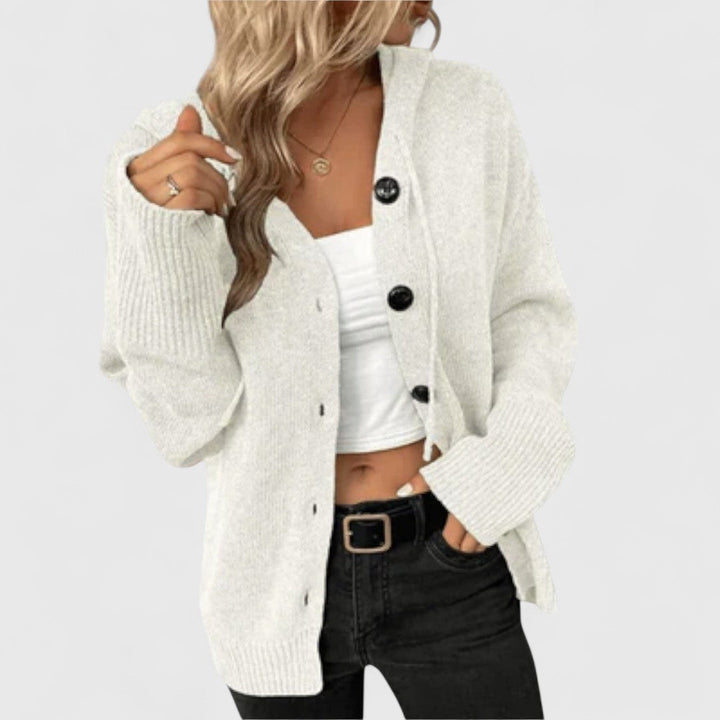 Gerdis | Dame Strikket Cardigan med Hætte - Blue - Image 4